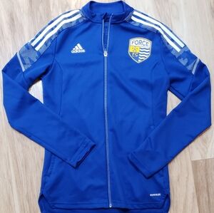 Adidas Women Small Prime Blue Performance Zip Up Jacket,